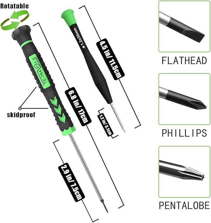 Screwdriver Set, 12 Pcs Small Screwdriver Set with Flathead Phillips Pentalobe Screwdriver In Different Sizes for iPhone PC Laptop Eyeglass Jewelry Watch