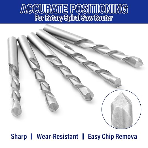 Tondiamo 10pcs 1/4" Drill Bits Drywall Cutting Bit Hss Twist Drill Bits Router Tools Cut Window and Door Openings in Drywall for Use with Spiral Saw