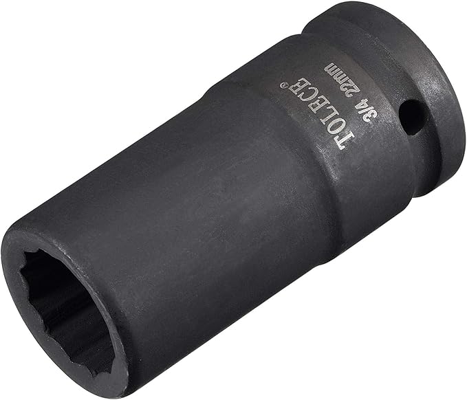 uxcell 3/4-Inch Drive 22mm 12-Point Deep Impact Socket, CR-MO Steel 78mm Length, Metric Sizes
