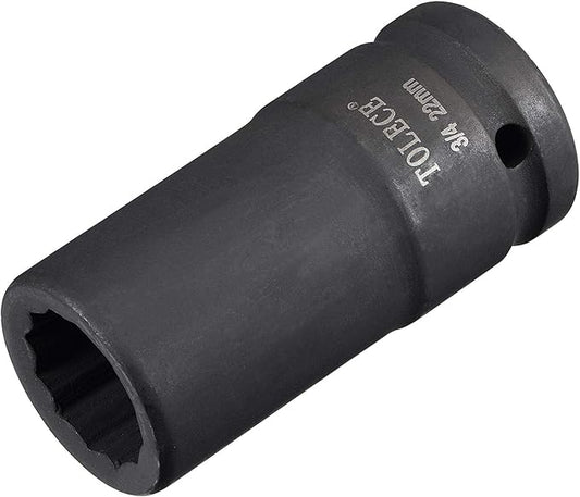 uxcell 3/4-Inch Drive 22mm 12-Point Deep Impact Socket, CR-MO Steel 78mm Length, Metric Sizes
