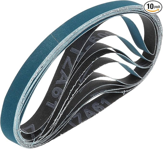 HARFINGTON 1/2 x 18 Inch Sanding Belts, 10 Pcs 600 Grit Zirconia Abrasive Belt Sander File Belt for Woodworking, Metal Polishing, Knife Sharpener