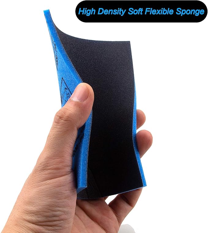 500-2000 Grit Sanding Sponge 8 Pads, 4.5" x 5.5" x 0.2" Assorted Wet or Dry Ultra Fine Hand Sanding Sponges, Flexible Soft Foam Sand Block for Drywall, Corner Contour, Metal Wood, Hobby Model