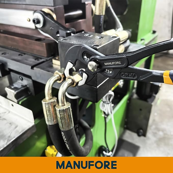 MANUFORE Water Pump Pliers, 7/10/16 Inch Quick Release Groove Joint Pliers with V-Jaw, for Griping Pipes, Rods, Shafts