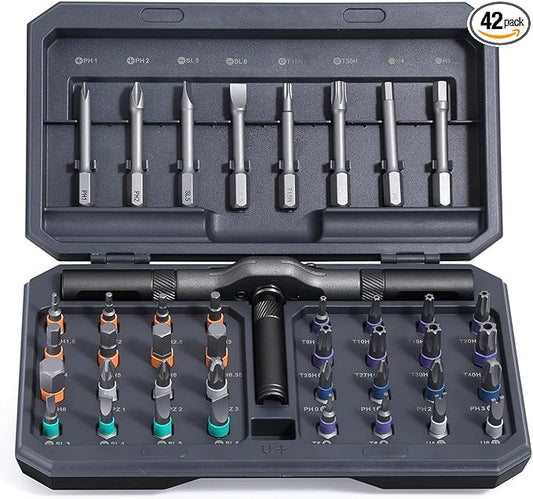 42 In 1 Magnetic Screwdriver Set, Ratcheting Screwdriver Set with Detachable Handle, Multi Magnetic Bits, Portable Repair Tools for DIY, PC, Electronics, Car, Bicycle(Grey)