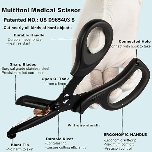 MEUUT 2 Pack Medical Scissors Trauma Shears for Nurses -Patented Bandage Scissors with Non-Stick Blades, Surgical Grade Shears Stainless Steel EMT Scissors for All Purpose