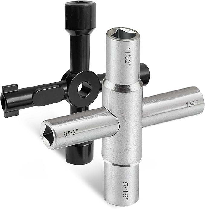 4 Way Sillcock Key Wrench Set, Multi-functional Utilities Water Key, Fits Most Sillcock, Stopcock, Water Spigots, Wall-hydrant, Control Cabinet and Valves, 2-Pk