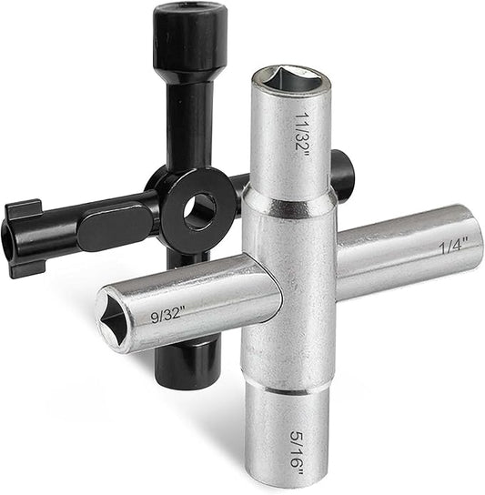 4 Way Sillcock Key Wrench Set, Multi-functional Utilities Water Key, Fits Most Sillcock, Stopcock, Water Spigots, Wall-hydrant, Control Cabinet and Valves, 2-Pk