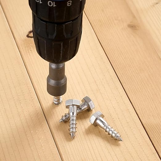 25 Pcs M8x1.18 Inch Lag Screw Kit with Washers 304 Stainless Steel 18-8 Lag Screws for Furniture Maintenance Loose Chair Legs Reinforcement