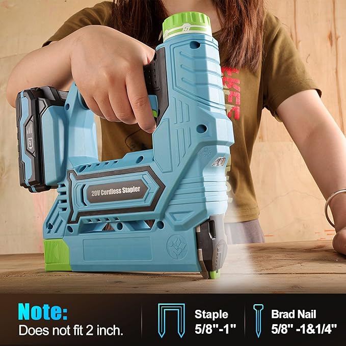 18 Gauge 2 in 1 Cordless Nail Gun/Stapler, 20V Battery Powered Brad Nailer/Stapler with Battery, Charger, Storage Bag, 1000 Staples and Nails for Carpentry & DIY(Blue)