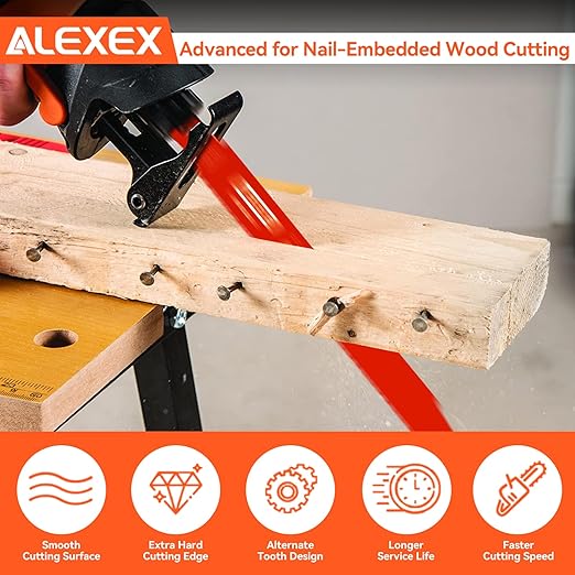 25 Pack 9 Inch 4/6 TPI Reciprocating Saw Blades for Wood and Nail-Embedded Wood Cutting, Bi-Metal Sawzall Blades for Cutting Nail and PVC Pallets etc, for Diablo Sawzall Blades DS0912BW25