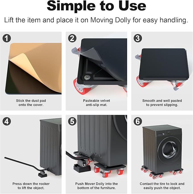 Fivepears Furniture Lift Mover Tool Set-3000 lb,5-Wheel Heavy-Duty Furniture Dolly with Handle,360째Swivel Casters Trolley-Ideal for Moving Heavy Machinery, Equipment, Pianos, Couches and Carpeted