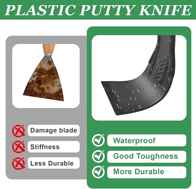 15 Pack Putty Knife, 2Putty Knife Set, 2Spreader, 2Spackle Tool, 2Plastic Putty Knife Scraper, 2Scraper Tool, 2Putty Scraper, 3 Detail Scraper Tool, Flexible Plastic Paint Scraper Tool for Spackling