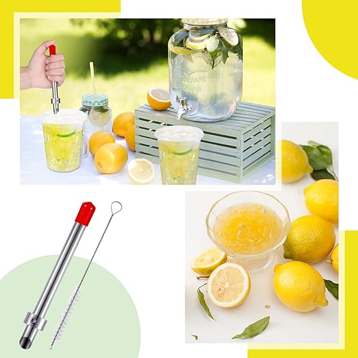 Lasnten 1 Pack Straw Puncher for Plastic Lids Lemonade Cups, Stainless Steel Straw Hole Puncher Punching Tools for Cafe Drinks Deli Container Fresh Squeezed Lemonade Stand Supplies(6.3 Inch,Red)