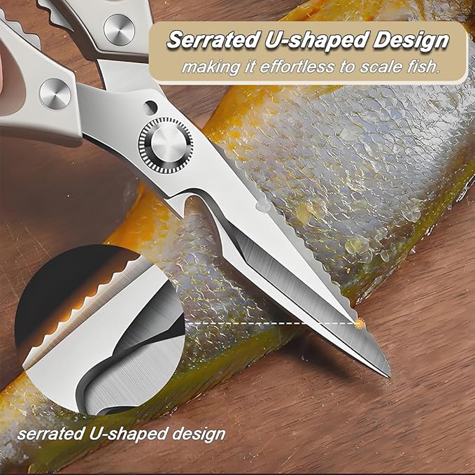Kitchen Scissors, Heavy Duty Sharp Shears and Scissor Sharpener Set, All Purpose Kitchen Accessories Cooking Shears for Meat, Food, Chicken Bones, Turkey, Vegetables