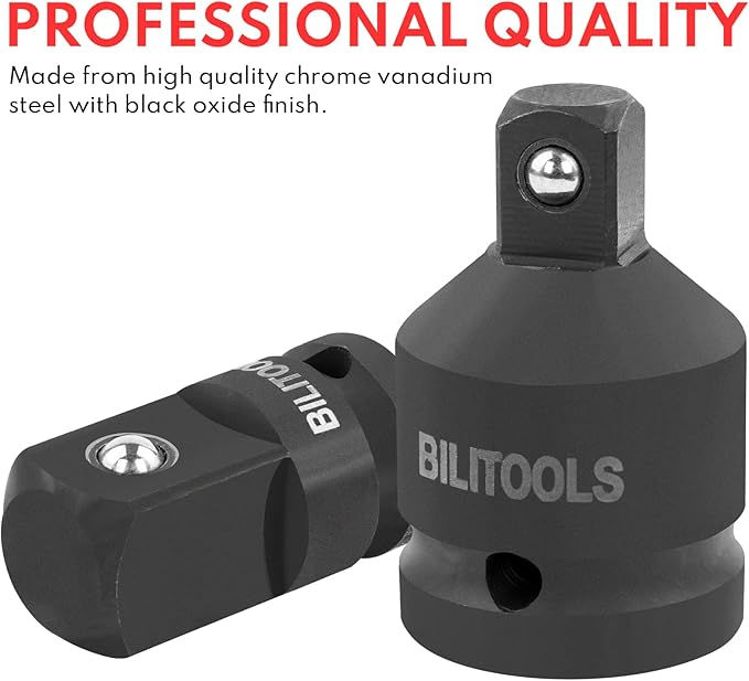BILITOOLS Socket Adapter Set 17 Piece includes Reducer, Universal Joint Socket Set, Drill Adapter 1/4" 3/8" 1/2"