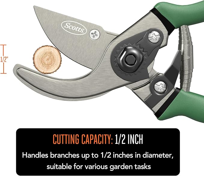 Scotts 2-Piece Pruning Shears Set ??Includes 8 in. Bypass Pruner for Live Plants and 8 in. Anvil Pruner for Dry Stems ??Sharp Carbon Steel Blades and Comfort Grip Handles for Garden and Yard Use