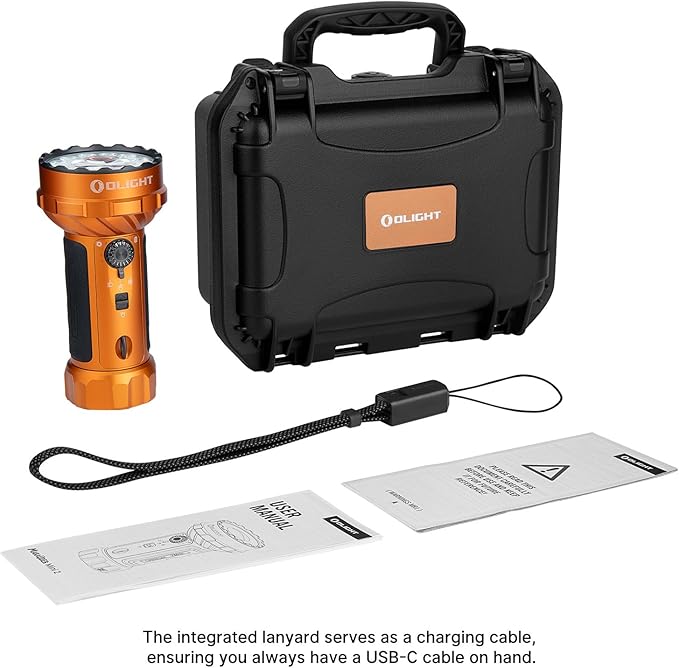 OLIGHT Marauder Mini 2 Bright Flashlight 10,000 Lumen with 750 Meters Beam Distance, Rechargeable Light with Dual Charging & 5 Lighting Modes for Outdoor, Camping, Emergencies (Orange)