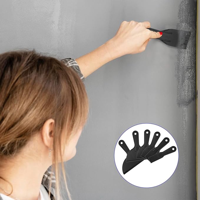 6 Pcs Plastics Putty Knife Plastic Paint Scraper for Spackling Knife Plastic Drywall Taping Knives Patching Scraper Plastics Putty Flexible for Painting Wall Scratching Taping Drywall Spreading