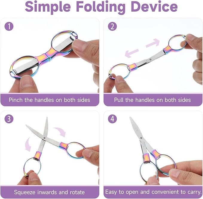 2 Pcs Foldable Scissors with Keychain Badge Reel Scissors Safety Foldable Scissor Small Fishing Scissor Safety for DIY Crafting Projects