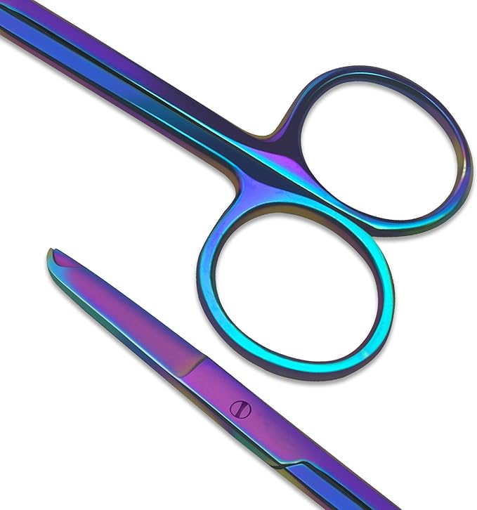Stitch Scissors 4.5" Rainbow - Precision Suture Removal Scissors with Hook, Multicolor Suture Tool for DIY Enthusiasts and Crafters