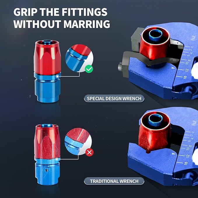 AOOSEDOO AN Fitting Wrench, AN Fitting Tool, AN Hose Fitting Wrench For 3AN-16AN Fittings Lightweight Aluminum Blue. (With Anti-scratching Jackets)
