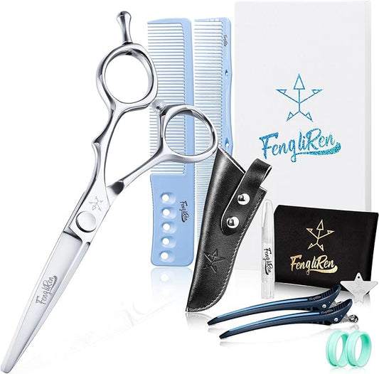 High-end Professional Extremely Very Sharp Barber Hair Cutting Scissors Hairdresser Shears For Hair 5.5 Inch Haircut Scissor Made Of Stainless Steel For Hairdressing Salon and Home Use