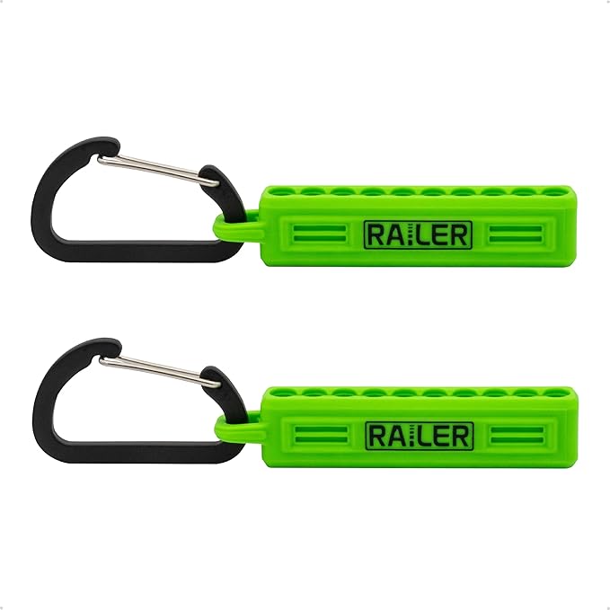 Screwdriver Bit Holder Storage Organizer ??Railer 10-Hole Hi-Vis Green Bit Holder with Carabiner - 2 Pack