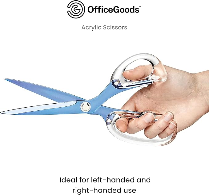 OfficeGoods 9??Stainless Steel Acrylic Scissors for Office and Home - Aesthetic and Sharp All Purpose Scissors, Perfect for Sewing, Arts and Crafts - Sapphire