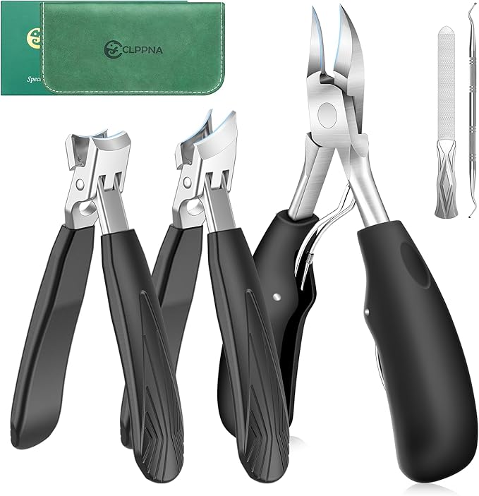 Upgrade Large Toenail Clippers for Thick Nails for Seniors Non-Slip Long Handle, Slanted Eagle Beak Angled Nail Clippers, Wide-Mouth Splash-Proof Curved Precision Ingrown Nail Cutter for Men Women