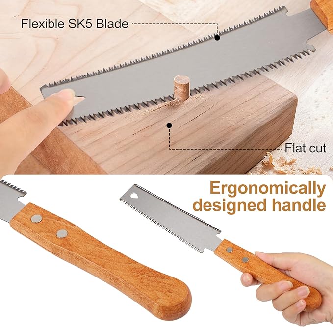 Japanese Hand Saw 2 Pack ，6 Inch Double-Edged Pull Saw with 14/17 TPI SK5 Steel Blade – Sharp Teeth & Comfort Wood Handle for Precision Woodworking Tools