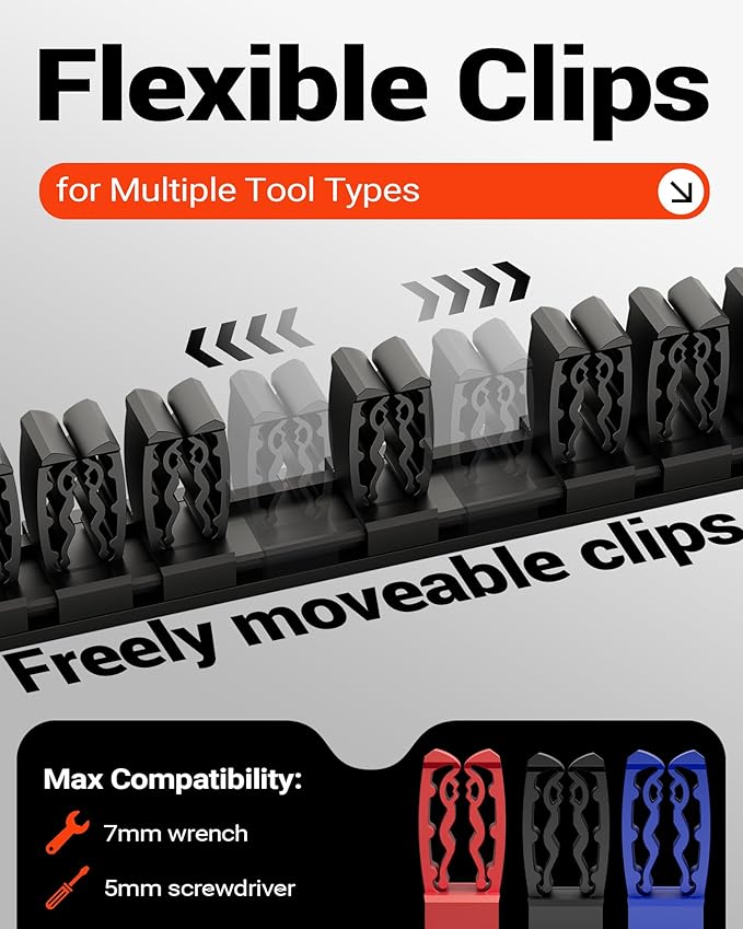 Magnetic Wrench Organizer and Screwdriver Organizer for Work shop, Garage | Tool Organization with Magnet & Space Optimization | Gift for father, brother, boyfriend (2 PCS, Black)