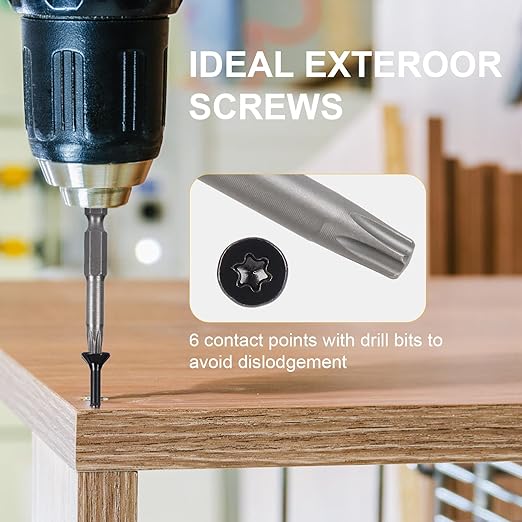 Wood Screws #8 x 1-5/8?쇺? T25 Star Torx Drive Flat Head Deck Screws, Black, 154Pcs (1lb)