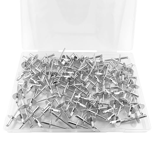 ALLCLEAN (110 pcs) 3/16 * 1/2" Large Flange Open End Aluminum Blind Rivets,4.8 * 12 Pop Blind Rivet