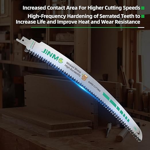 12-Inch Arc Curved Reciprocating Saw Blades for Tree Trimming & Wood Pruning – 6 TPI, 4 Pieces, Ideal for Wet & Dry Wood Cutting, Sawzall Blades for Trees