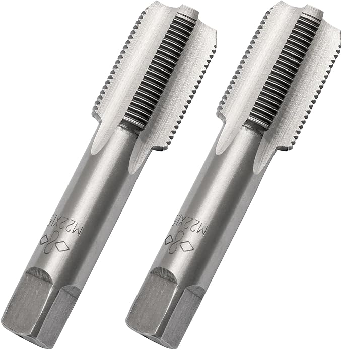 Qjaiune 2pcs M22x1.5 Tap, M22 Metric Thread Right Hand Tapping Tool, HSS Thread Milling Taps (M22 x 1.5, 1 Pair)