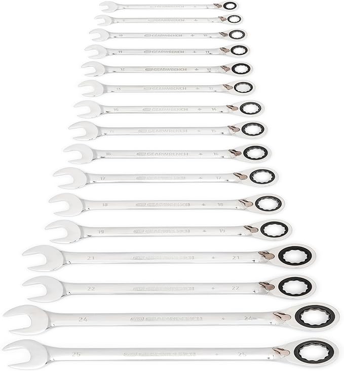 GEAWRENCH 16 Pc. Reversible Ratcheting Combination Wrench Set, Metric - 9602N