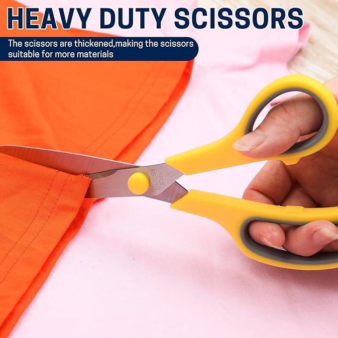 8" 20 Pack All Purpose Heavy Duty Scissors- Comfort-Grip Sharp Scissors for Office School Sewing Fabric Craft High/Middle School Student Teacher Scissor, Right/Left Hand