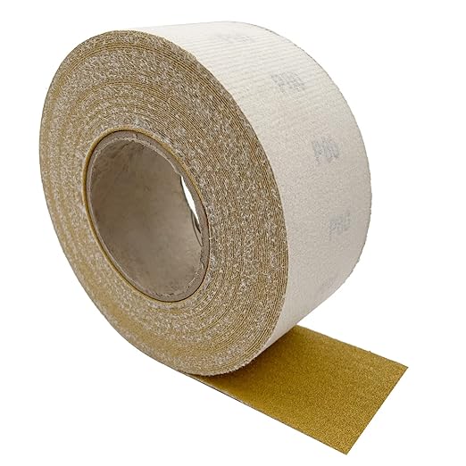 80 Grit Hook and Loop Sandpaper Roll, 2-3/4" X 20 Yard Aluminium Oxide Hook-and-Loop Backed Sand Paper Emery Cloth for Wood Furniture Finishing Metal Sanding Polishing and Woodworking