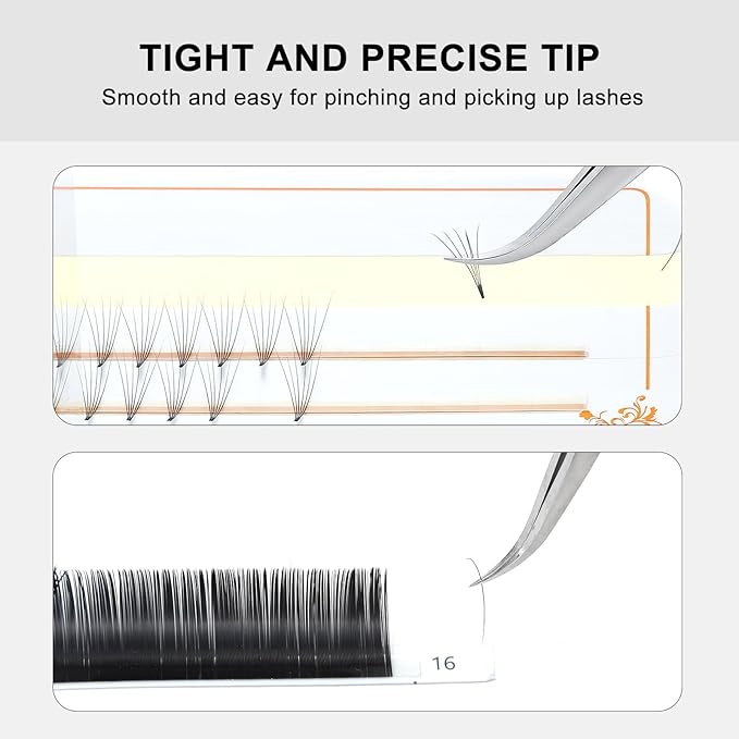 Ms.Queen Tweezers for Eyelash Extensions,Precision Curved Lash Tweezers for Volume, Isolation and Classic Lashes Extensions Applying