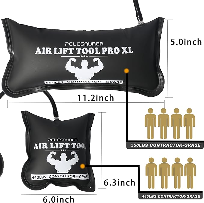 Air Wedge Bag, Professional Air Wedge Pump Leveling Kit & Alignment Tool, Commercial Grade Inflatable Shim Bag with 4 Tools - 2 pcs Different Sizes Air Wedge