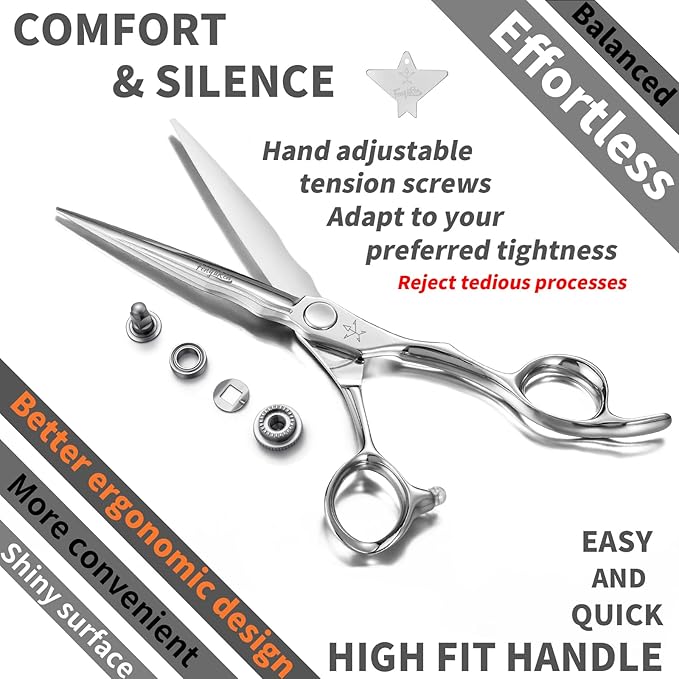High-end Professional Extremely Very Sharp Barber Hair Cutting Scissors Hairdresser Shears For Hair 6.3 Inch Haircut Scissor Made Of Stainless Steel For Hairdressing Salon and Home Use