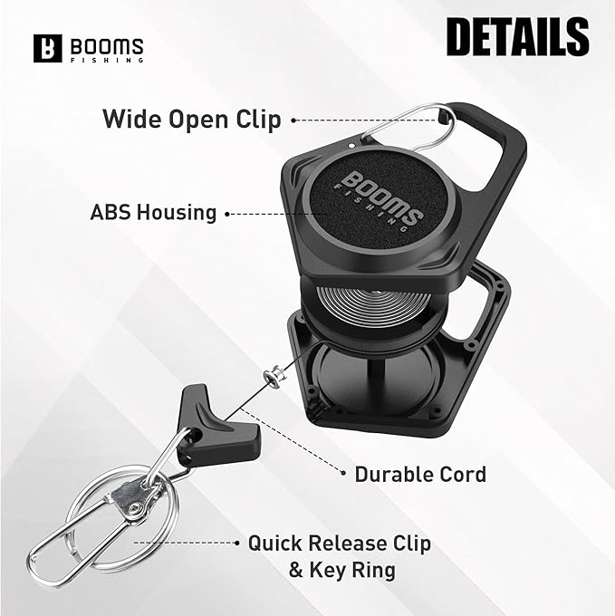 Booms Fishing Fishing Scissors for Braided Line, Fishing Line Cutter Saltwater and Freshwater, Fishing Serrated Shears with Retractor, S01