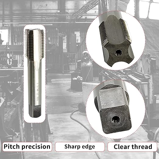 Lzcdelyxiao 1-1/16"-12 Tap UN Right Hand Straight Flute Machine Tap Nominal Diameter 1-1/16" Thread Per Inch 12 Fin Thread Tolerance Grade 2B High Speed Steel HSS