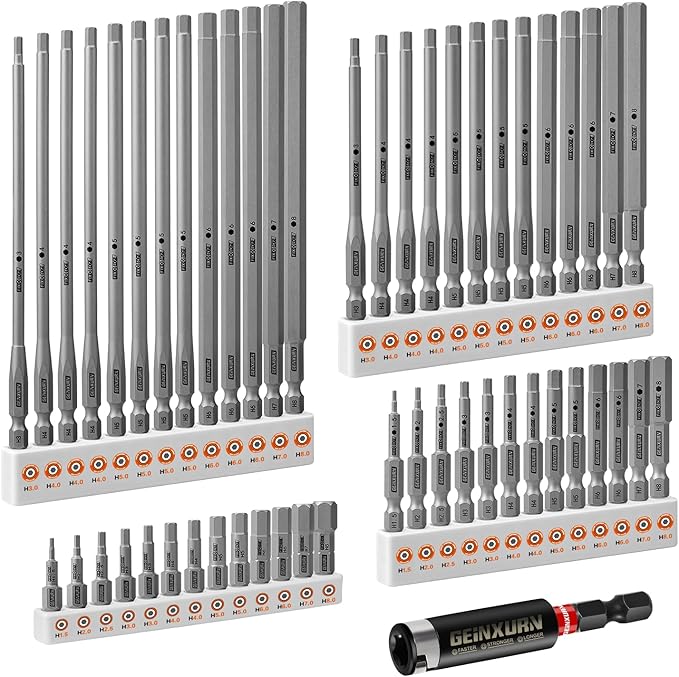 53Pieces Fixedge Screwdriver bit set,6 inches Mixed Hex Magnetic Alloy Steel Insert Power Bits Tips with Storage Organizer for Home Repair