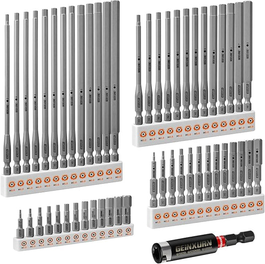 53Pieces Fixedge Screwdriver bit set,6 inches Mixed Hex Magnetic Alloy Steel Insert Power Bits Tips with Storage Organizer for Home Repair