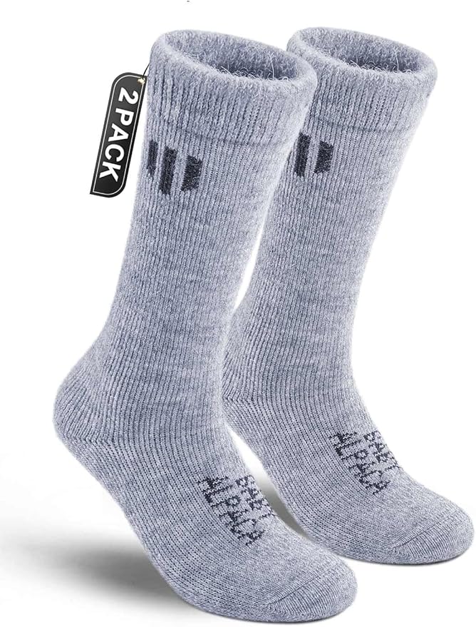 Alpaca Wool Boot Socks Men and Women, Heavyweight Thick Thermal Socks Cold Weather Hunting Hiking, Moisture Wicking
