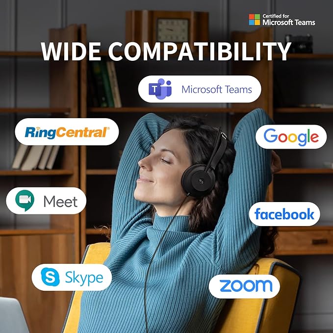 Yealink UH37 Professional Wired USB-A Headset with Noise Cancelling Microphone for Computer PC, Mono Headphones with Mute Control, Compatible with Teams, Zoom, and Other Online Conference