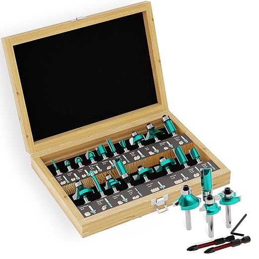 CSOOM 20PCS Router Bits , 1/4?쓂oodwork Tools竊똏rofessional Carbide Milling Cutter Set , Ideal for Woodworking Project