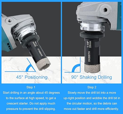 1-1/8" Diamond Hole Saw, Diamond Drill Bits 1-1/8 in Dia for Granite Tiles Quartzite Marble Concrete Porcelain Ceramic Stones, with 5/8-11 Thread for Angle Grinders and 3/8??Hex Shank for Drills