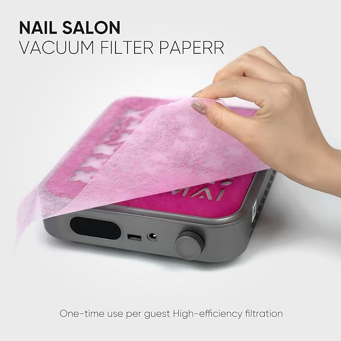 200 Sheets Nail Dust Collector Filter Paper, Disposable Nail Dust Filters for Most Finger Dust Collector Machine, Nail Vacuum for Fingernail Salon Spa Tech Supplies & Accessories (White, L)